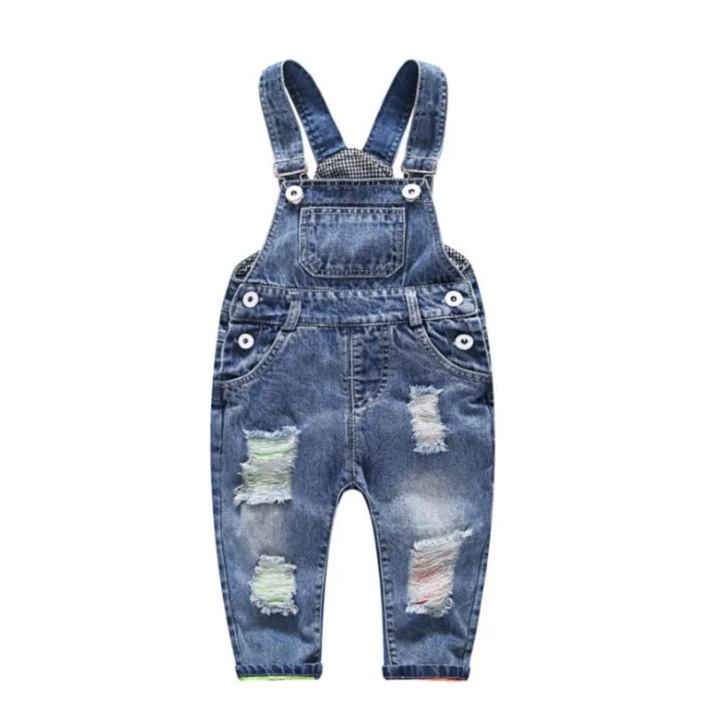 2019 Spring Autumn Baby Denim Overalls Children Broken Hole Pants Baby