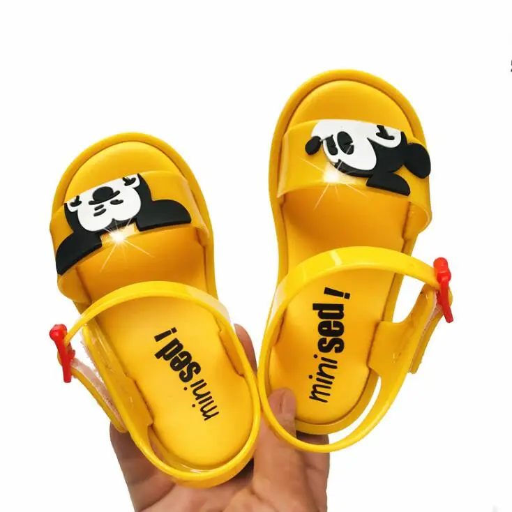 Новинка; Летняя обувь с рисунком Минни Маус; прозрачная обувь; сандалии для девочек; нескользящие детские сандалии для малышей - Цвет: Цвет: желтый