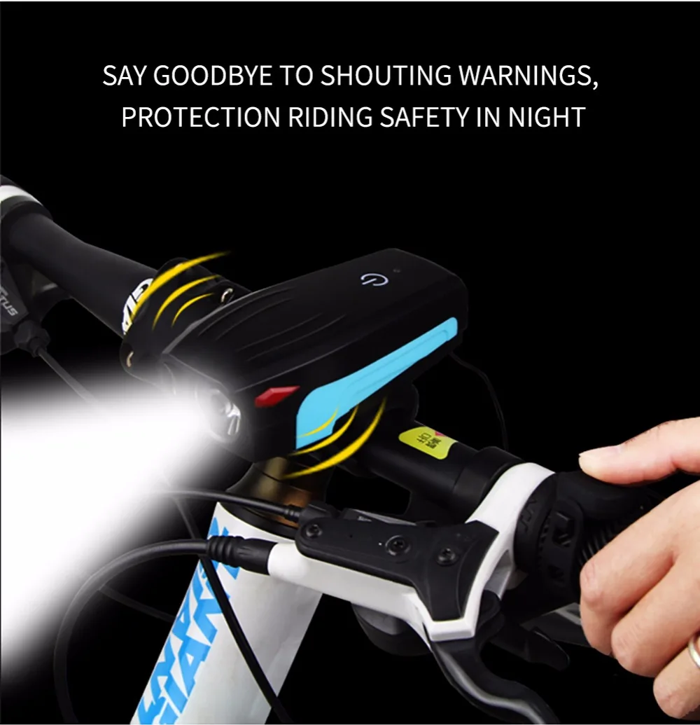 WEST BIKING велосипед передний светильник USB Светодиодная лампа велосипед 2000 мА/ч, 5 режимов светильник для Велосипедный головной светильник светодиодный Перезаряжаемые с 130 динамик db