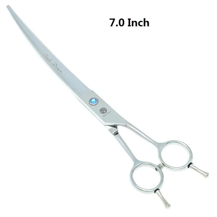 7.0" Purple Dragon Grooming Pet Clipper Japan 440c Steel Dog Straight& Thinning&Curved Scissors Animal Hair Cut Shears LZS0355 - Цвет: LZS0377 Curved C