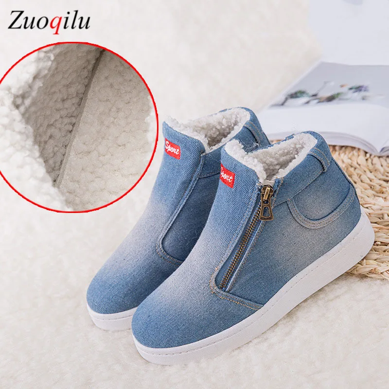 

2019 winter boots women plus velvet snow boots Denim boots women winter shoes women botines mujer zapatos mujer talla 43