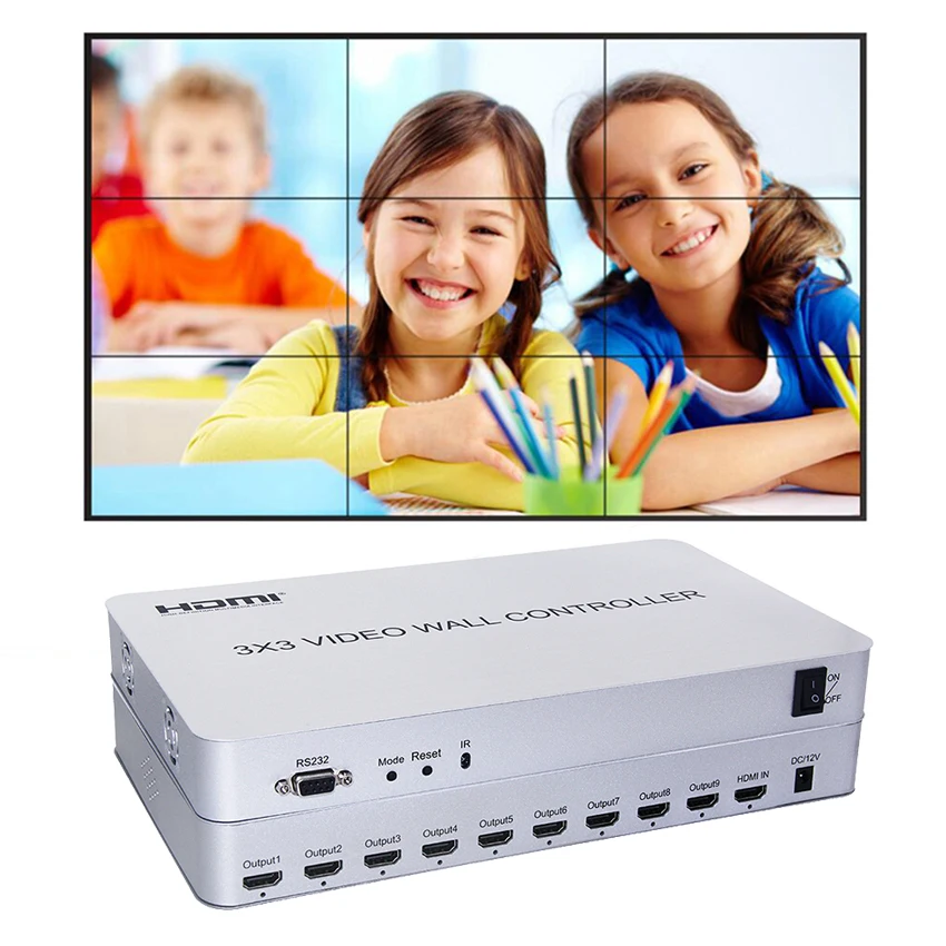 Тв видео настенный контроллер 1 HDMI в 9 1080P выход 2x2x3 2x4 3x3 изображения сшивание ТВ