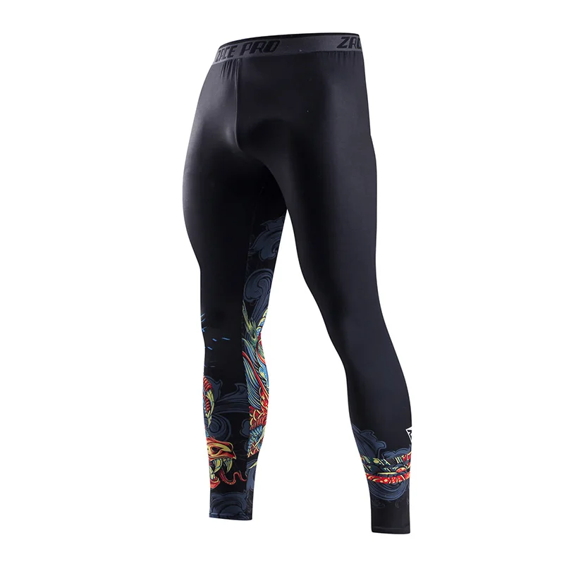 

ZRCE 3D Chinese dragon printing tight pant breathable quick drying high elasticity anti-pilling man trouser sport running pants