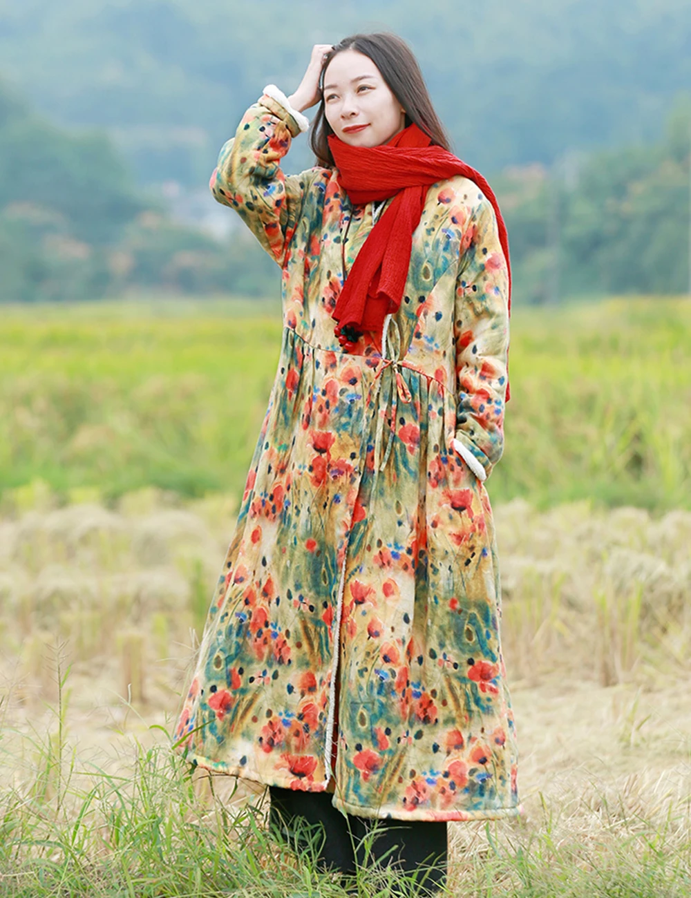 LZJN New Autumn Winter Women's Fleece Lined Jacket Coats Female Long Coats Outerwear Warm Thick Female Slim Fit Long Windbreaker (5)