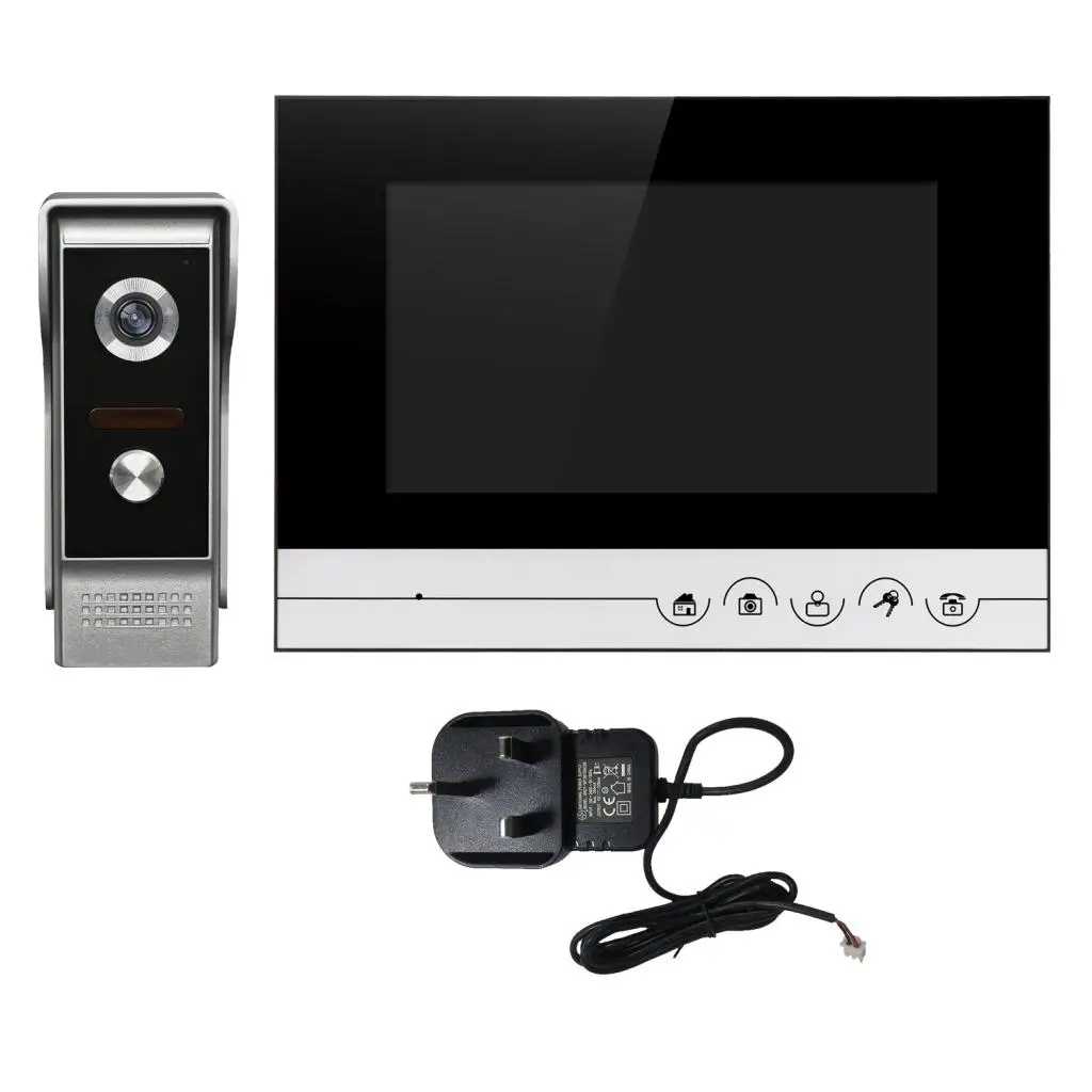 

7 Inch Screen DoorBell Video Camera 700line IR Night Vision Visual Intercom Monitor UK Plug # Silver