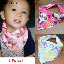 3 шт./партия, детские нагрудники для мальчиков и девочек, банданы, нагрудники мультфильм Животные, напечатанные Слюнявчики нагрудники, нагрудники для новорожденных