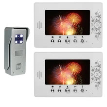 7 ” LCD 2 unids Monitor Video de la puerta teléfono sistema de intercomunicación del timbre aleación de aluminio Home Security cámara de infrarrojos Intercom timbre de la puerta