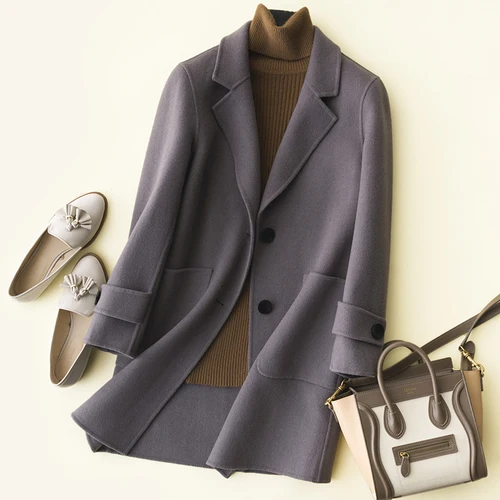 KMETRAM, длинное зимнее пальто, женская шерстяная куртка с широкой талией, красное пальто, тонкое пальто для женщин, Ropa De Mujer,, Invierno, ВИНТАЖНЫЕ пальто, MY207 - Цвет: Gray