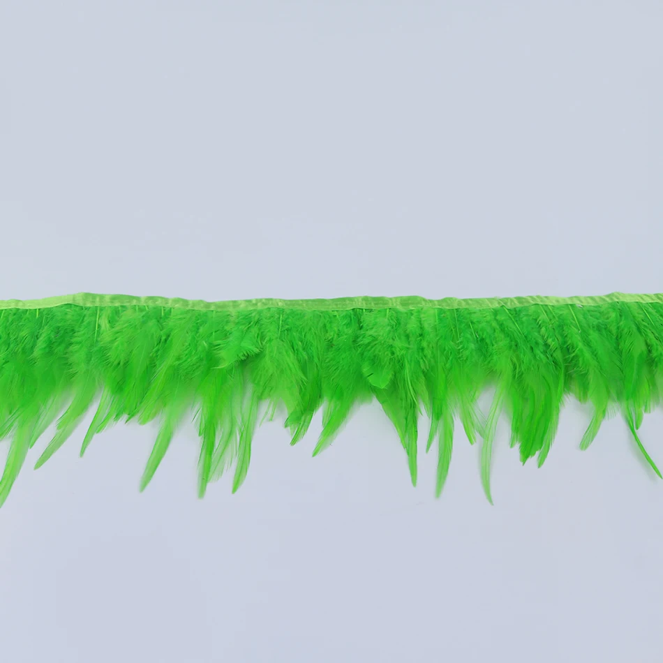 10 green rooster saddle feather trims 6