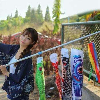 

70cm Koi Nobori Japanese Style Party Flag Colorful Carp Wind Sock Koinobori Fish Anime Fish Flags Hanging Decor