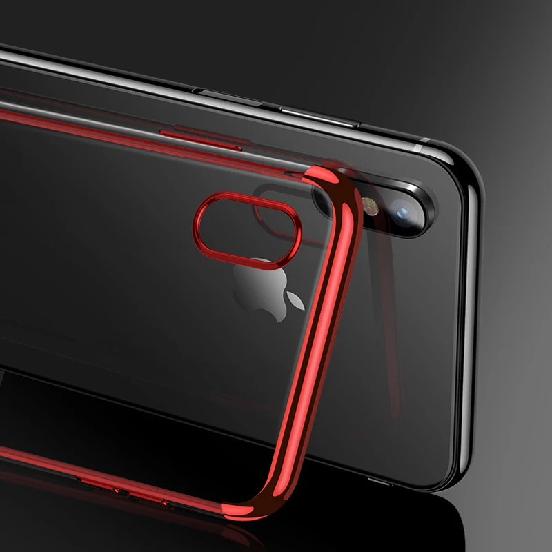 

Plating TPU Mobile Phone Shell For iphone XR X XS Max 6 6S 7 8 Plus TPU Soft Silicone Transparent Back Cover Phone Case