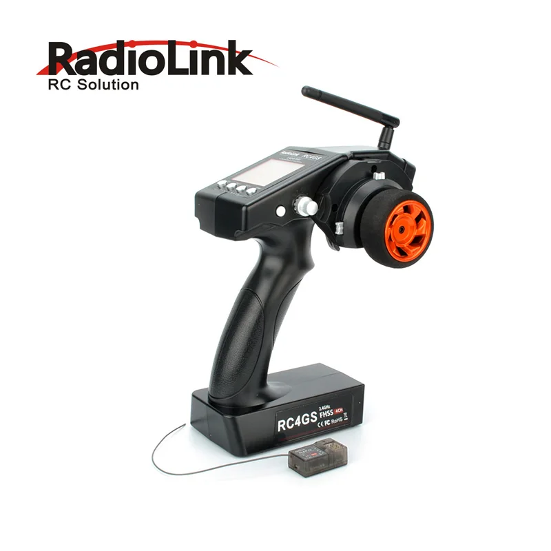 Billig 2017 RadioLink 4 Kanal RC4GS RC4G 2,4G 4CH Gun Controller Sender + R6FG Gyro Innen Empfänger für RC auto Baja RT Boot Rx