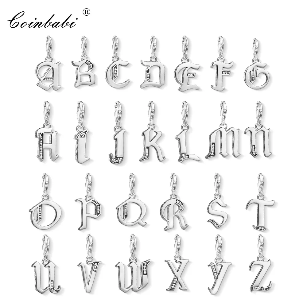 

Charm Pendant Vintage Alphabet,2019 Spring New Fashion Jewelry Authentic 925 Sterling Silver Gift For Women Men Fit Bracelet