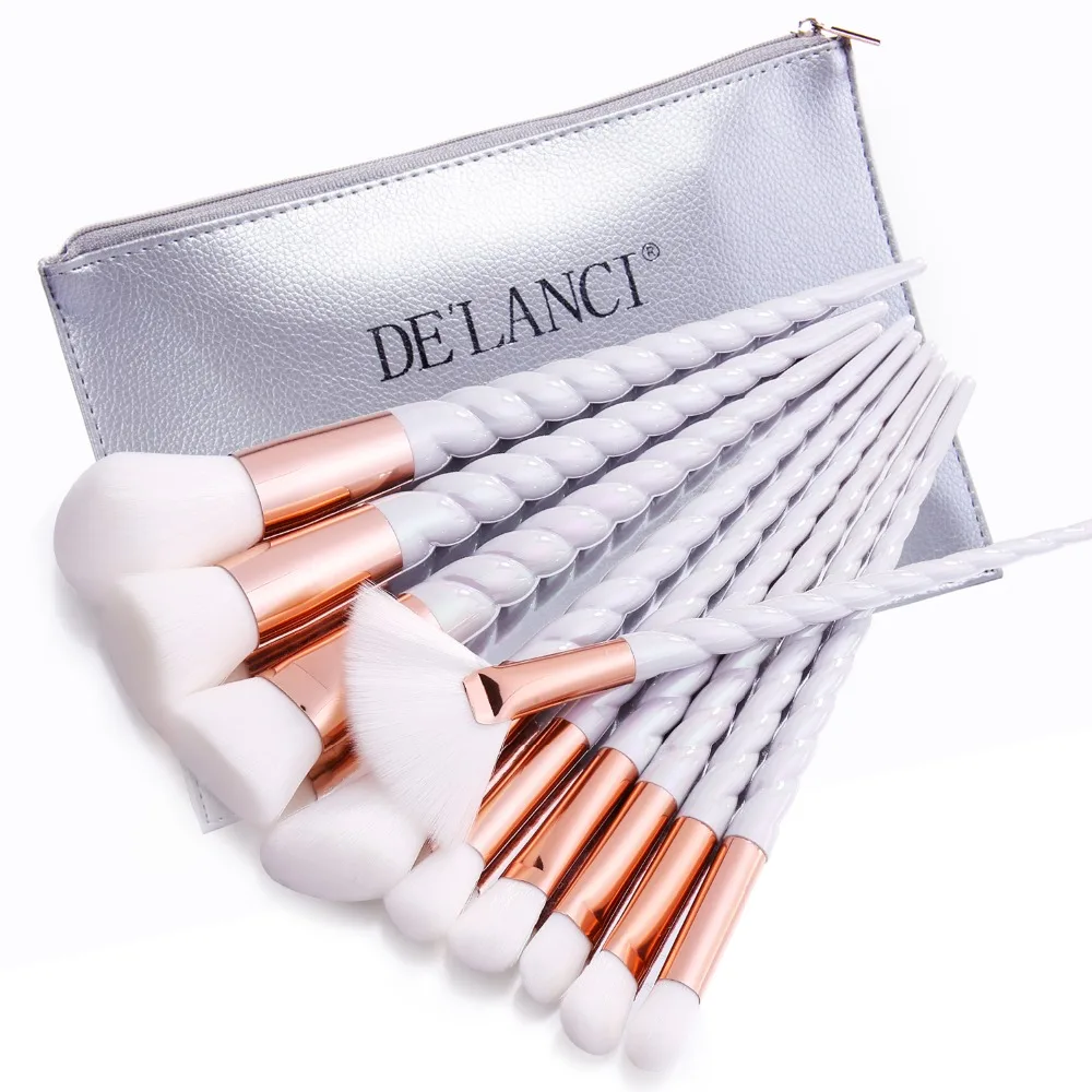 

DE'LANCI 10PCS Makeup Brushes Gradient color Spiral Handle Cosmetics Make up Tools Powder Contour Foundation Eyeshadow Brush Set