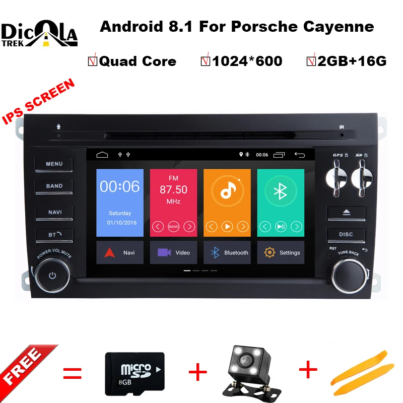 

7" 1024X600 IPS Quad Core 2GB RAM Android 8.1 Car DVD Player Radio GPS for Porsche Cayenne 2003-2010 Head Unit Autoradio WIFI