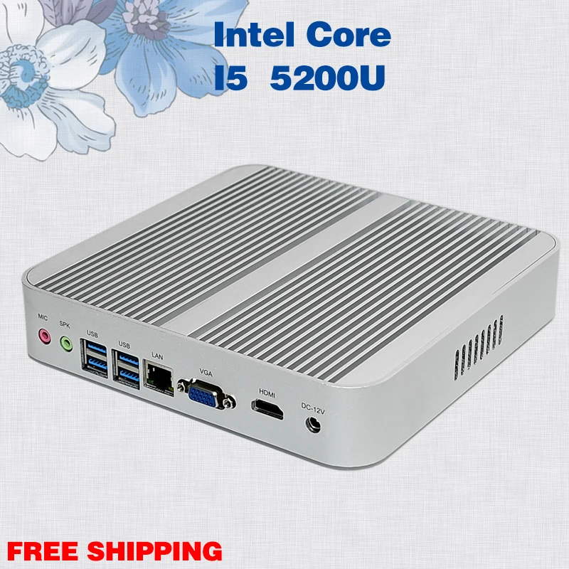 mini pc 4GB RAM 256GB SSD 1TB HDD Fanless Desktop Core i5 5200U Office games