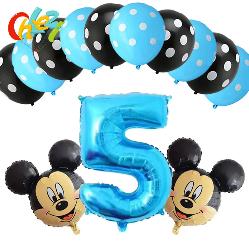 13 шт. для маленьких мальчиков От 4 до 9 лет, синий номер надувные шары Mickey Мышь вечерние Декор день рождения поставки в горошек латексные воздушные шары для душа - Цвет: 6