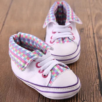 

Children's newborn baby boy girl soft sole walking infant fashion color striped lattice tube leisure toddler shoes