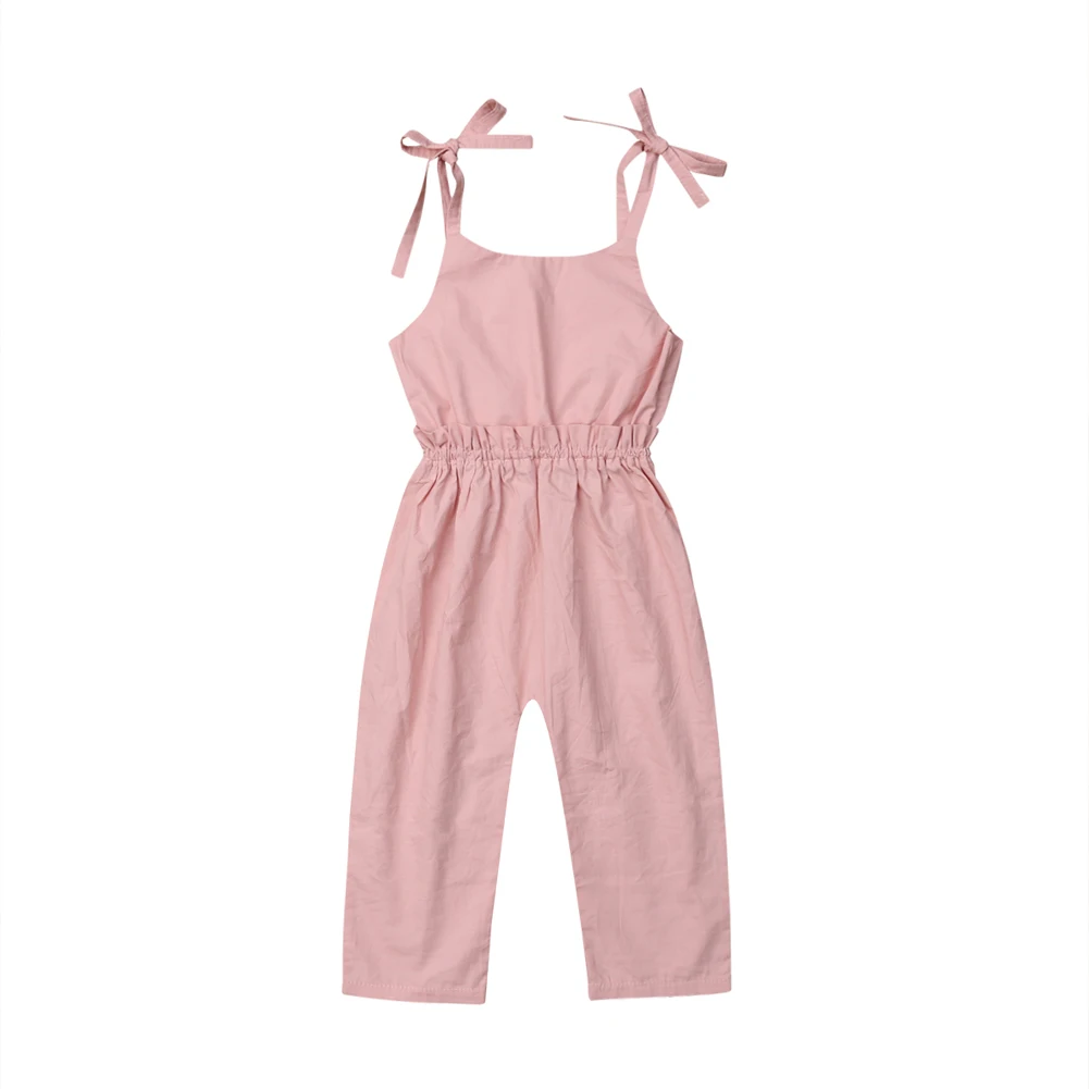 Pudcoco/Детский комбинезон на бретелях для маленьких девочек; летний однотонный розовый комбинезон без рукавов; повседневная детская одежда; одежда для маленьких девочек - Цвет: Розовый