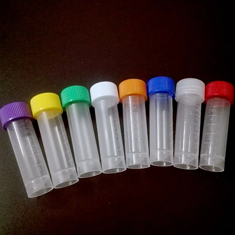 50 piece, 5 ml Laboratory freezing tubes centrifuge tube Cryotube for lab analysis with colorful screw cap