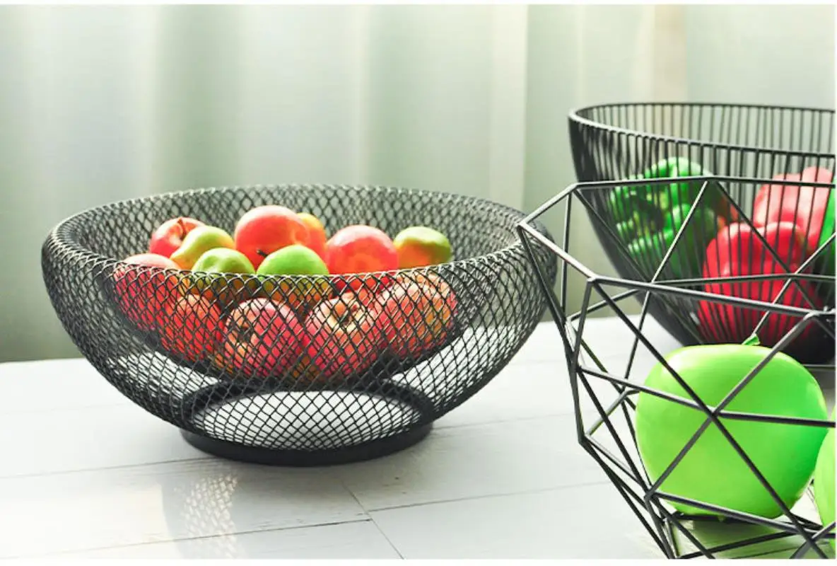 Nordic creative wrought iron fruit plate modern minimalist fruit basket living room home snack storage basket dried fruit fruit