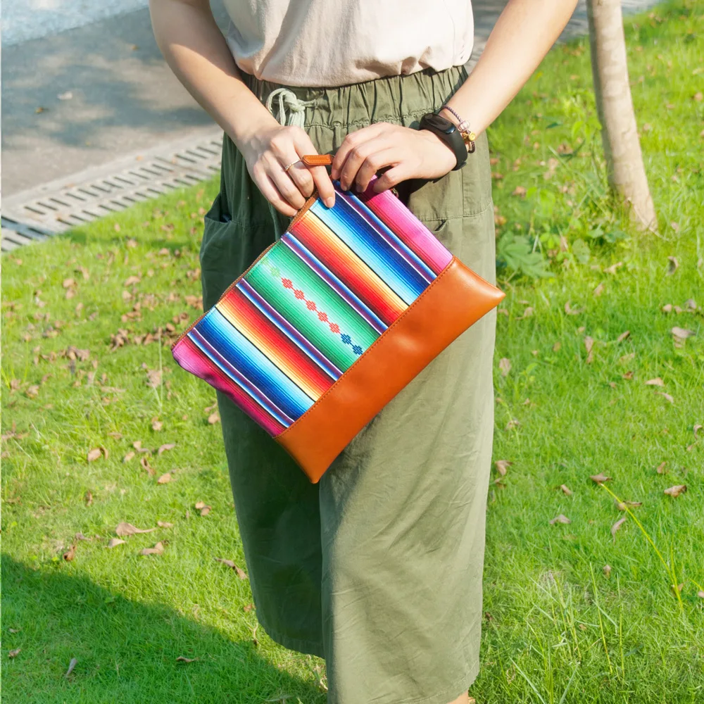 Azetec Stripes Clutch Wholesale Blanks Serape Canvas Wristlet Handbag Bridesmaid Gift Evening ...