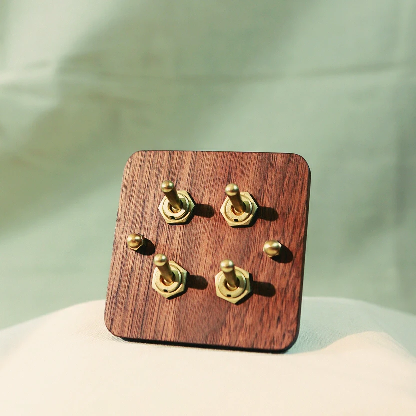 

Retro Wood Push Button Switch panel Four Control Two Way 6A 110V- 250V