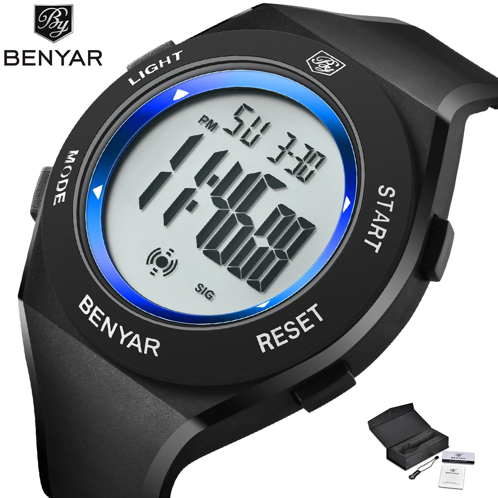 

Benyar New Design Digital Watch Boys Mens Watches Top Brand Luxury 2018 Black Silicone Band Sport Watch Waterproof Clock Student