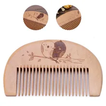 FH-20026 пользовательские ваш логотип пустой персикового дерева расческа борода гребень прекрасная пара птиц гребень 9 см Длина