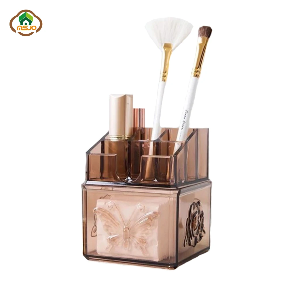 

Msjo Makeup Organizer Box Cotton Swab Storage Box Portable Container Drawer Desk Bathroom Makeup Brush Lipstick Holder