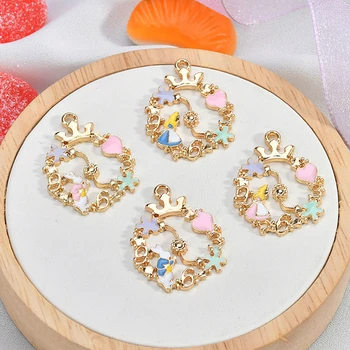 

DIY handmade accessories roaming remember Alice rabbit earrings alloy oil pendant 6 pieces