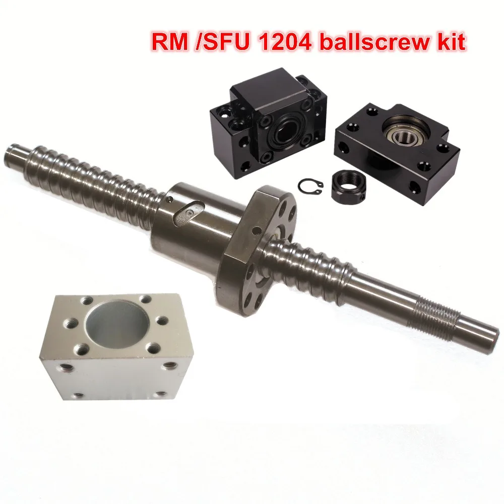 ЕС НДС SFU/RM 1204 шарико-L300/350/400/500/600/650 мм+ 1204 Ballnut+ BK/BF10 концевые поддержки+ шариковая гайка Корпус для станка с ЧПУ