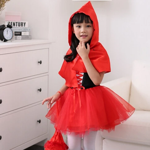 Детский костюм для косплея красное платье с капюшоном 90 160 см + плащ|party costume|costume