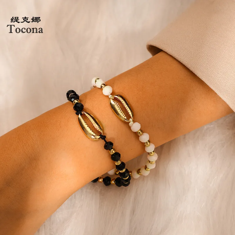 

Tocona 2pcs/sets Bphemian Charm Summer Beach Gold Color Shell for Women Beaded Bracelets Rope Jewelry Gift Wholesale B19110