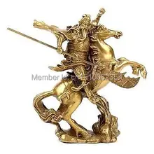 Древние китайские Герой Гуань Гун Гуань Юй ездить на лошади* бронзовая статуя