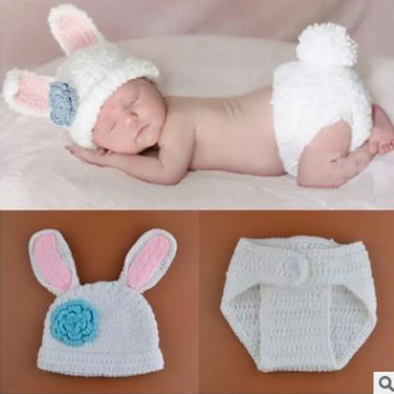 rabbit 3 Одежда для новорожденных; вязаный костюм для мальчиков и девочек; реквизит для фотосессии; аксессуары ручной работы; Детские шапки с кроликом; шапки для собак - Цвет: rabbit 3