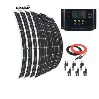 

400 Watt 12 Volt Solar Panel Kit Battery Charger Flexible Monocrystalline cell with 30A LCD Solar Charge Controller