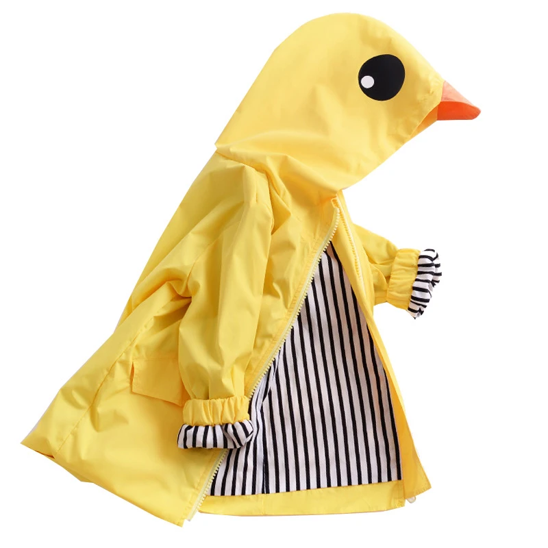 

Children raincoat Boy Girl Duck Raincoat Cute Cartoon Hoodie Zipper Coat Outfit Hoodie Raincoat yellow Duck waterproof coat