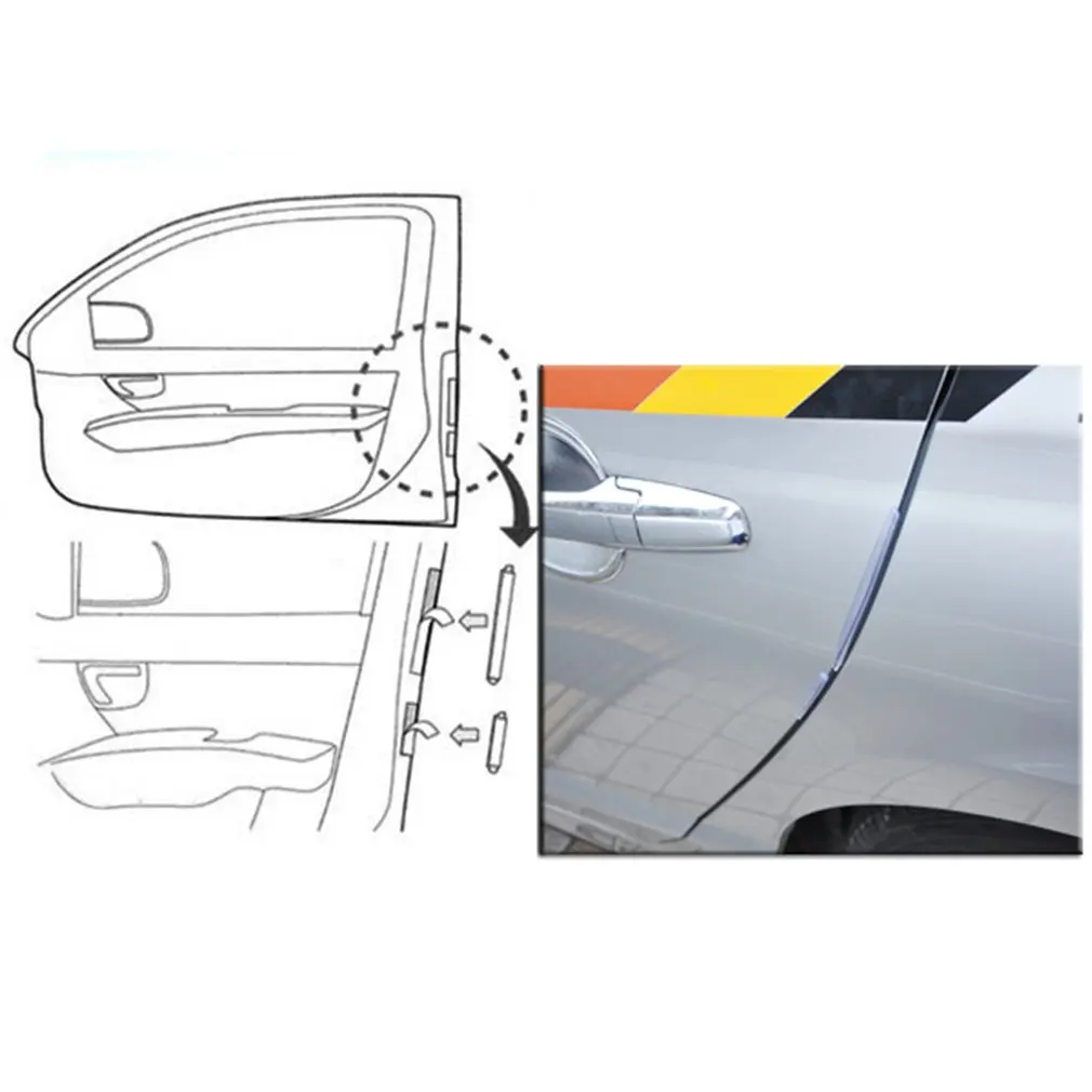 

8pcs Car SUV Side Door Edge Protector Protective Strip Scrape Guard Bumper Guards Handle Cover Black White Transparent Hot