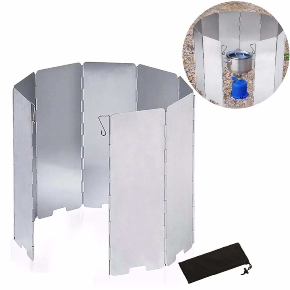 9 Plates Wind Deflectors Foldable Outdoor Camping Gas Stove Wind Shield ScreETP