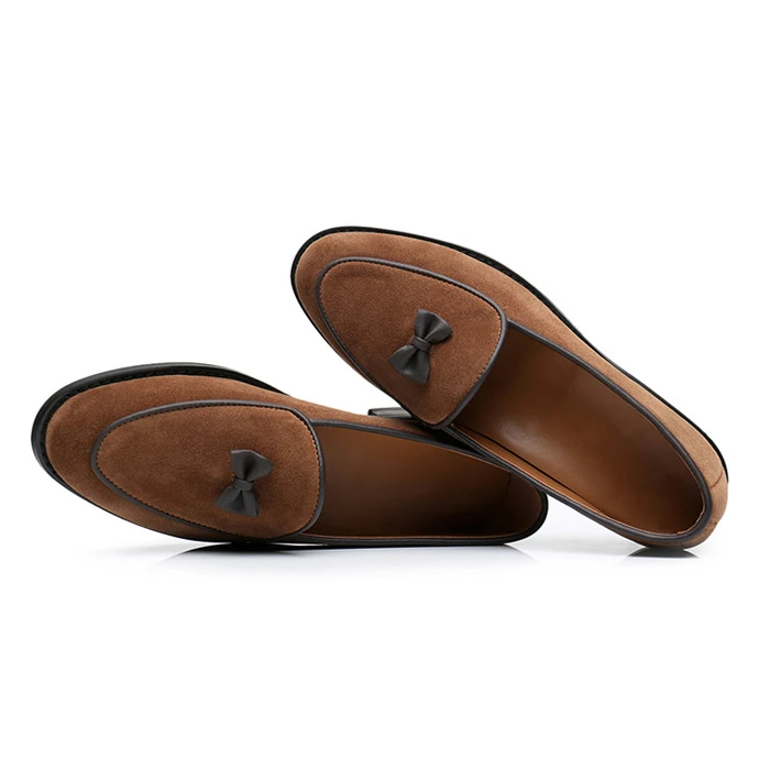 Одежда высшего качества Zapatilla чёрный; коричневый кожаная обувь мужские слипоны из мягкой на плоской подошве с бантом; мужские лоферы; модная обувь Повседневное - Цвет: brown