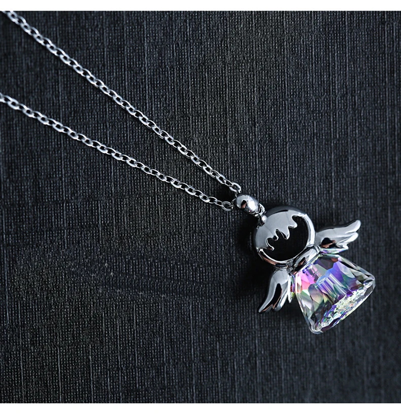 

New Luxury Fashion Guardian angel Crystal from Maxi Necklace Collier For women 925 Silver pendant necklace jewelry