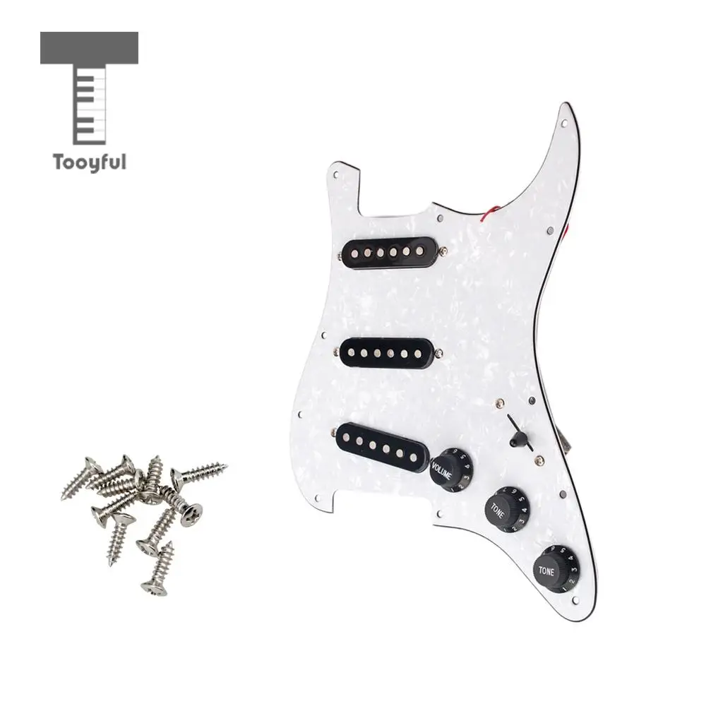 Tooyful 3-ply SSS Prewired Pickups Pickguard Scratch Plate with Screws Set for Strat ST Guitar Replacement Parts