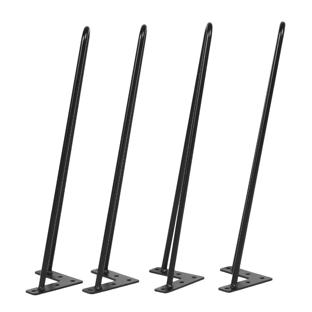 22 Inch Heavy Duty Two Rod Angled Design Coffee Dining Table Hairpin Legs Support Brackets Furniture Accessaries Black