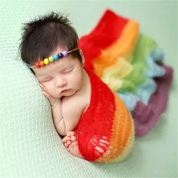 

Baby Baby Photography Props Rainbow Weave Receiving Blanket Baby's Photo Photography Props