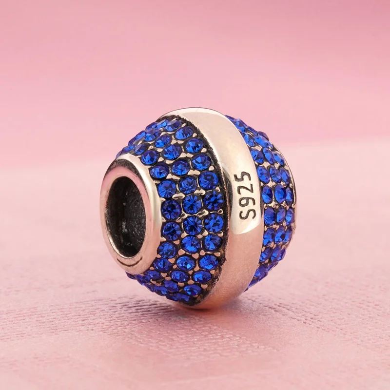 Sambaah 925 серебряный с камнем-талисманом круглые бусинки с австрийским кристаллом подходят Пандора стиль браслет на день рождения