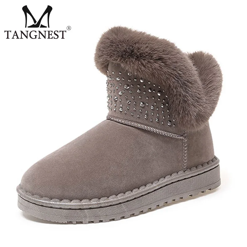 

Tangnest Winter Women Snow Boots Faux Fur Warm Short Ankle Boot Rhinestone Comfort Platform Casual Shoes Woman XWX6995