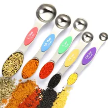 5 шт. мерные чашки и набор ложек из нержавеющей стали кухонный инструмент для выпечки чайной ложки кухня, бар, ресторан принадлежности HX0606