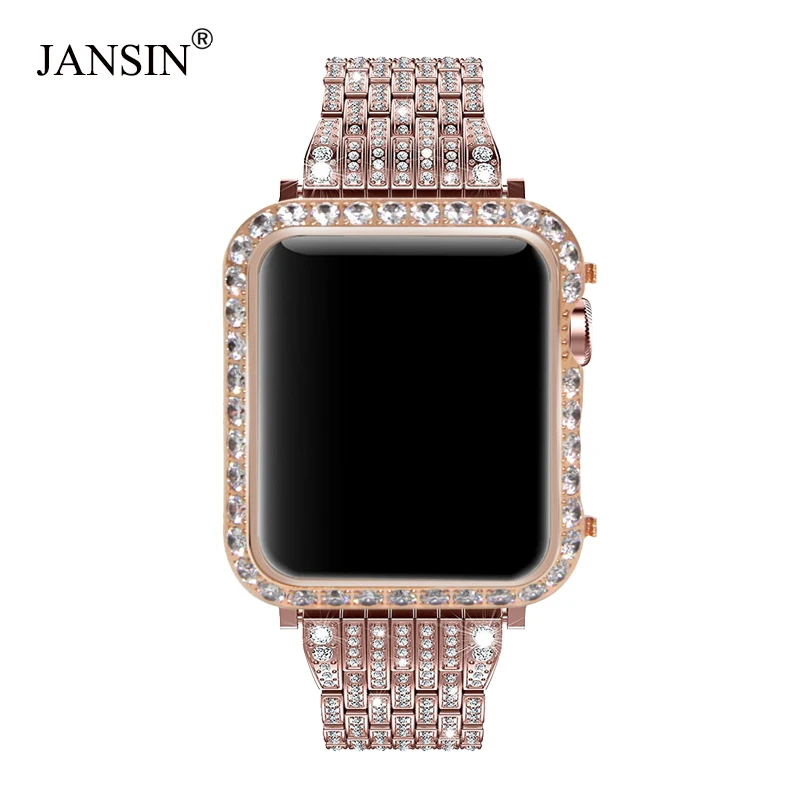 

Luxury Metal Diamond Case For Apple Watch Series 4 3 2 1 Stainless Steel strap watch bands for iWatch bracelet 38 42 mm 40 44mm