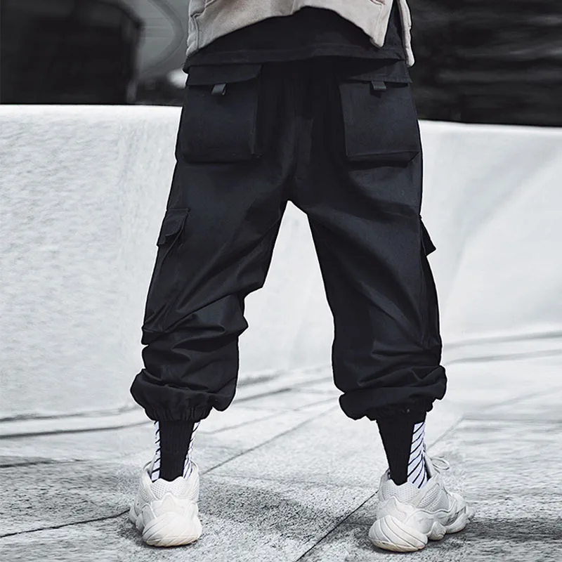 Casual Pants Men's Harem Sweatpants Ribbons Side Pockets Joggers Fashion Trousers